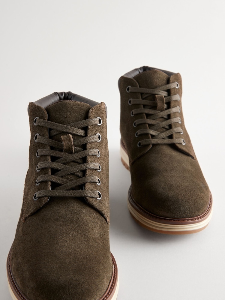 Khaki Green Leather Sports Boots - Image 4 of 6