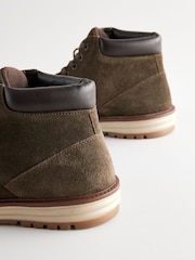 Khaki Green Leather Sports Boots - Image 5 of 6