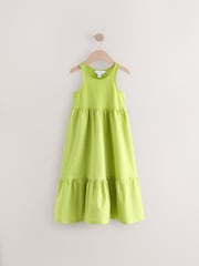 Lime Green Sleeveless Twofer 100% Cotton Dress - Image 1 of 3