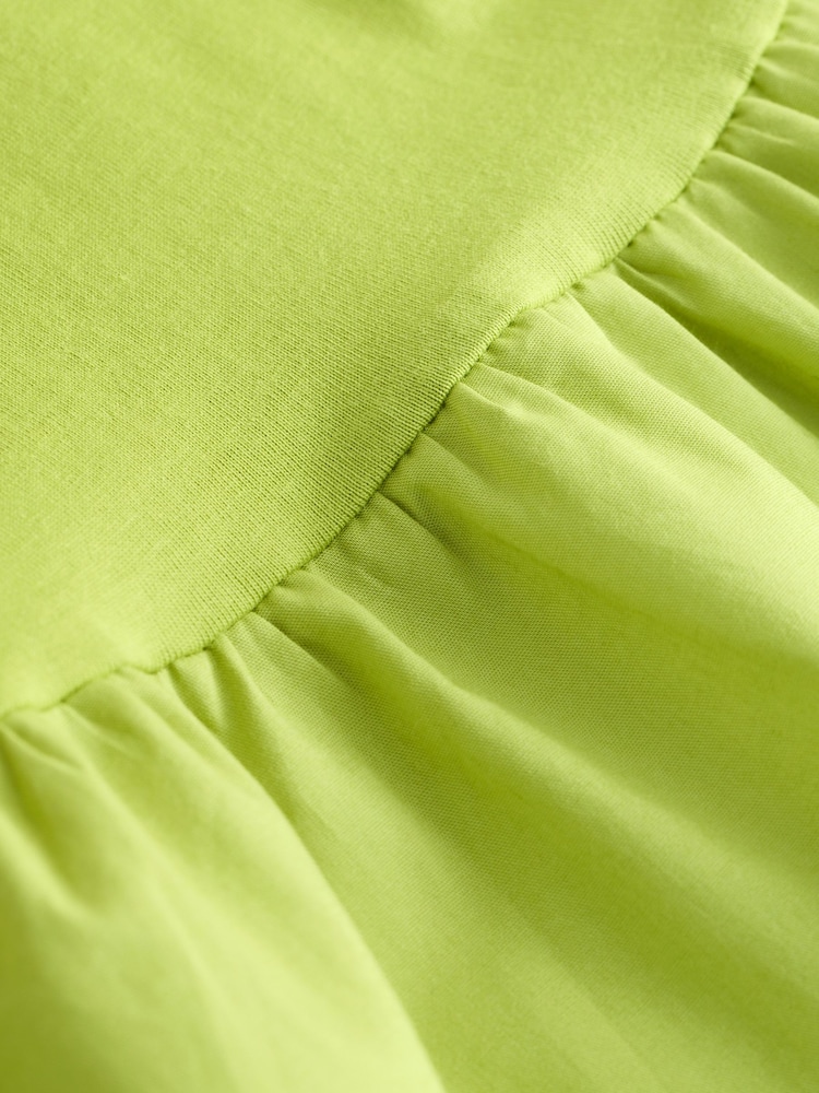 Lime Green Sleeveless Twofer 100% Cotton Dress - Image 3 of 3