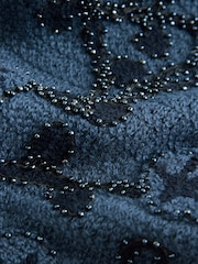 Blue Floral Embroidered Knitted Vest Waistcoat - Image 6 of 7