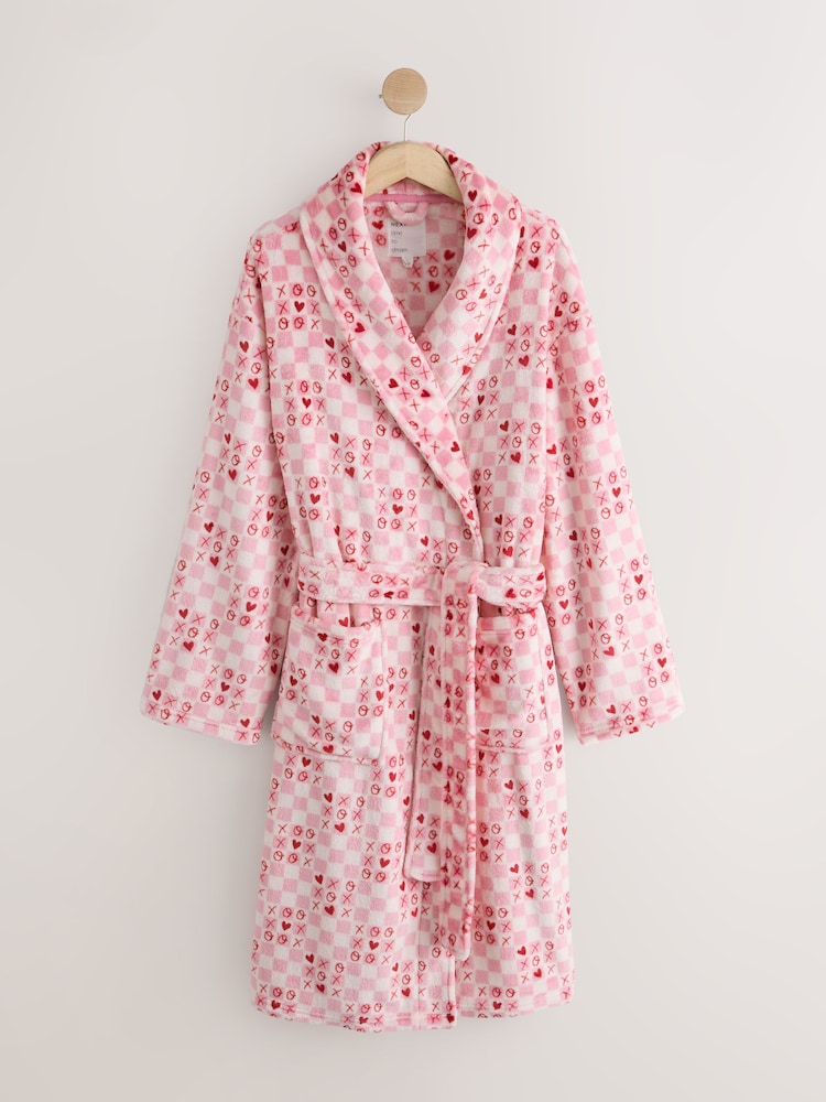 Pink Hearts Supersoft Dressing Gown - Image 1 of 3 Pink Hearts Supersoft Dressing Gown - Image 1 of 3