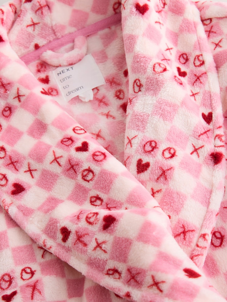 Pink Hearts Supersoft Dressing Gown - Image 2 of 3 Pink Hearts Supersoft Dressing Gown - Image 2 of 3