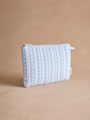 Cath Kidston Blue Rose Stripe Quilted Pouch - Image 1 of 3