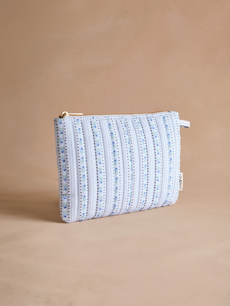 Cath Kidston Blue Rose Stripe Quilted Pouch - Image 1 of 3