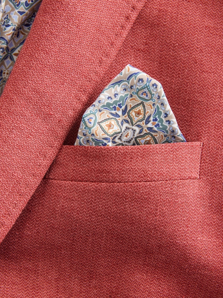Coral Pink Regular Fit Textured Linen Blend Blazer - Image 10 of 10