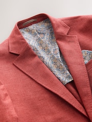 Coral Pink Regular Fit Textured Linen Blend Blazer - Image 8 of 10