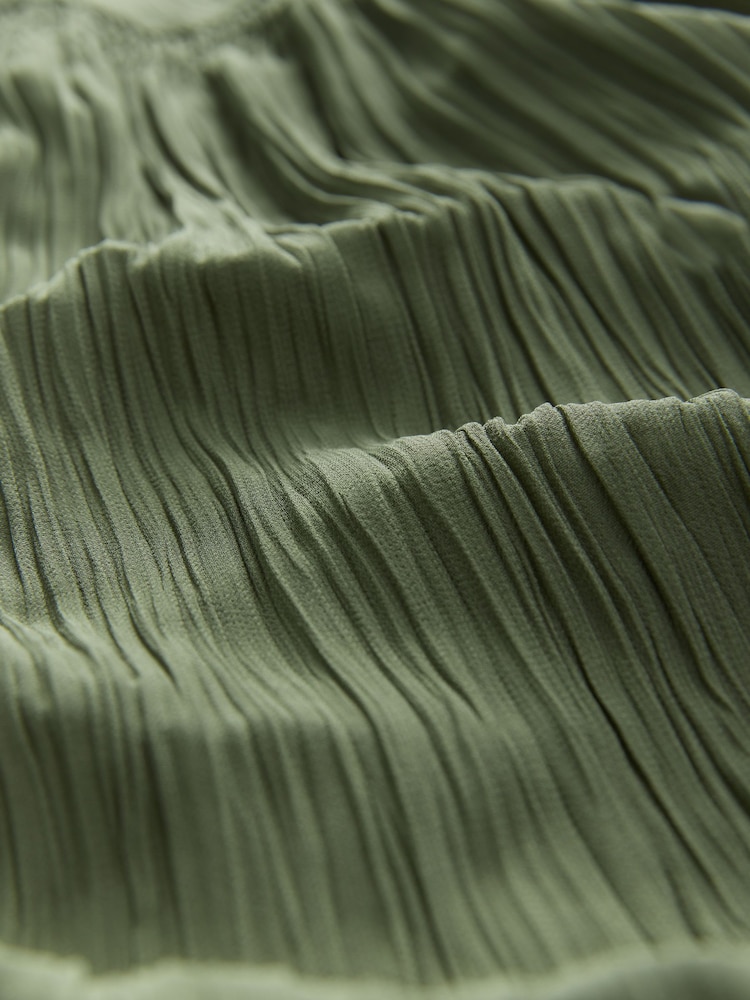 Khaki Green Long Sleeves Crinkle Blouse - Image 3 of 3
