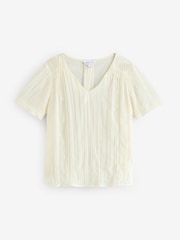 Ecru White Ecru Long Sleeves Crinkle Blouse - Image 1 of 4