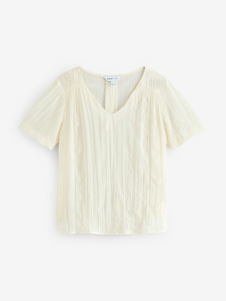 Ecru White Ecru Long Sleeves Crinkle Blouse - Image 1 of 4