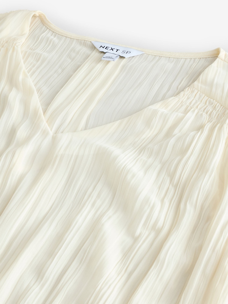 Ecru White Ecru Long Sleeves Crinkle Blouse - Image 4 of 4