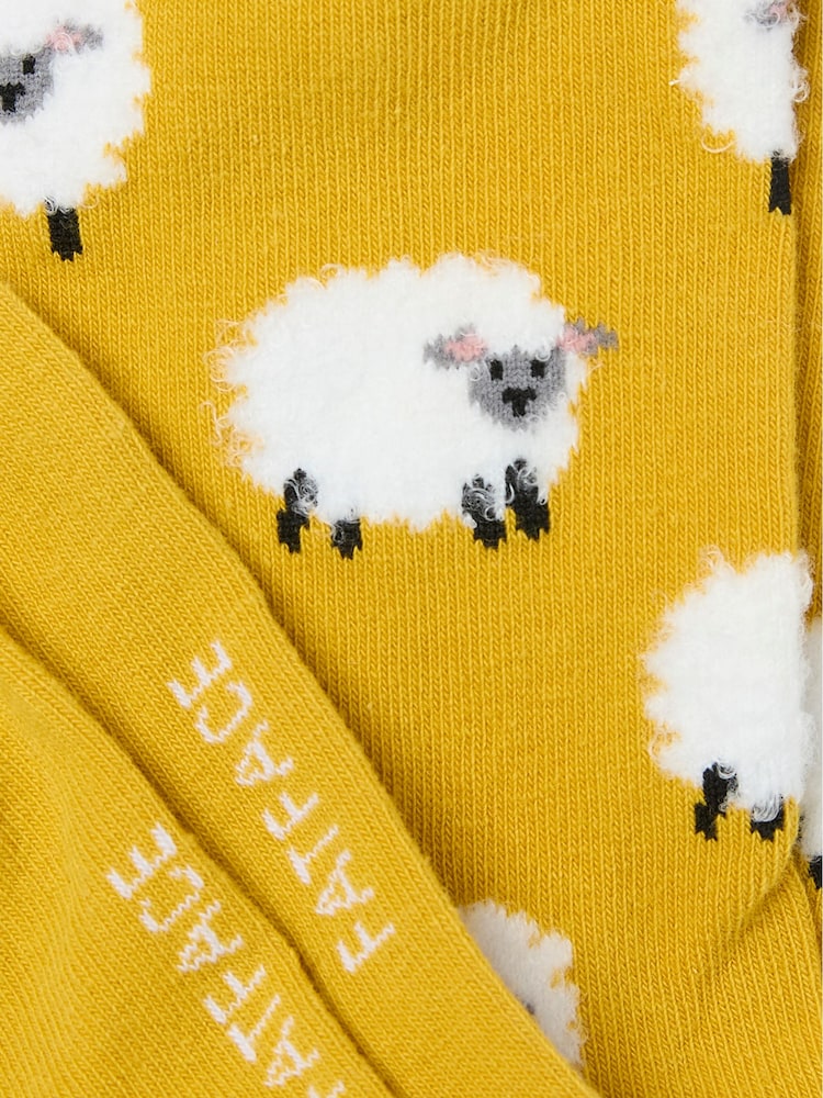 FatFace Yellow Fluffy Sheep Women's Socks - Image 2 of 2