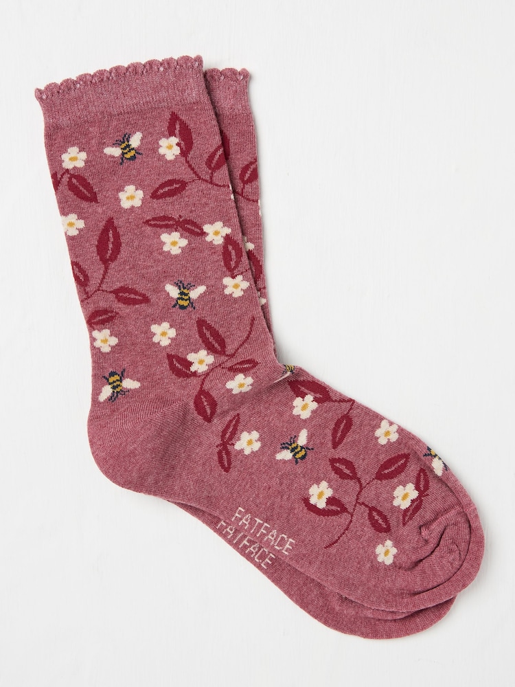 FatFace Purple Bee Floral Women's Socks - Image 1 of 3