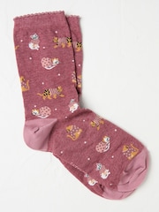 FatFace Purple Cats in Jumpers Socks - Image 1 of 2