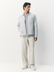 Gris claro - Sobrecamisa con diseño texturizado en mezcla de lino - Imagen 3 de 5
