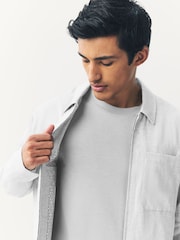 Gris claro - Sobrecamisa con diseño texturizado en mezcla de lino - Imagen 5 de 5