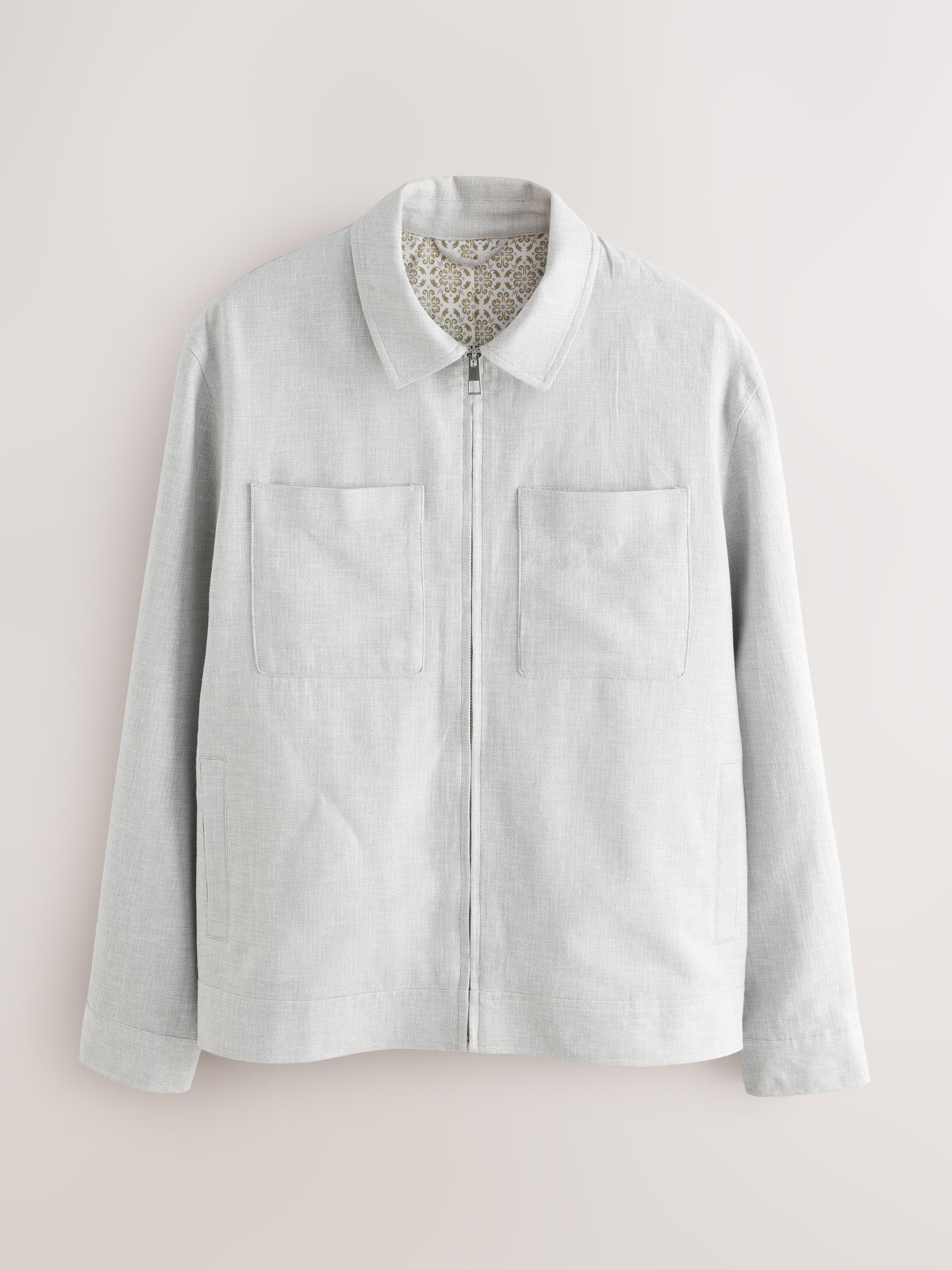 Buy Light Grey Linen Blend Textured Shacket from the Next UK online shop