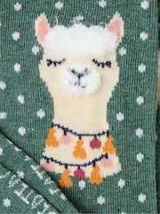 FatFace Green Fluffy Llama Women's Socks - Image 2 of 2