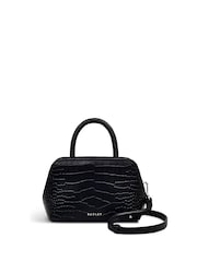 Radley London Small Liverpool Street Icon Faux Croc Effect Ziptop Grab Black Bag - Image 1 of 4