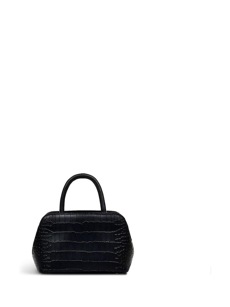 Radley London Small Liverpool Street Icon Faux Croc Effect Ziptop Grab Black Bag - Image 2 of 4