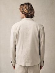 Ecru Cotton Linen Blend Shacket - Image 3 of 8