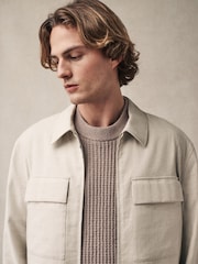 Ecru Cotton Linen Blend Shacket - Image 4 of 8