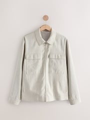 Ecru Cotton Linen Blend Shacket - Image 5 of 8