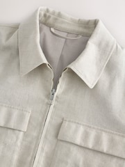 Ecru Cotton Linen Blend Shacket - Image 7 of 8