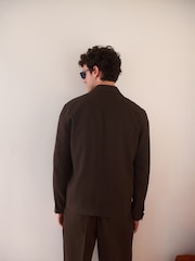 Brown Cotton Linen Blend Shacket - Image 2 of 10
