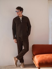 Brown Cotton Linen Blend Shacket - Image 3 of 10