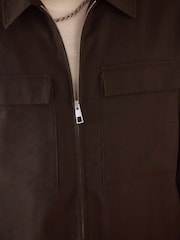 Brown Cotton Linen Blend Shacket - Image 5 of 10