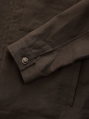 Brown Cotton Linen Blend Shacket - Image 9 of 10