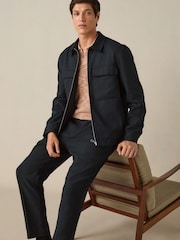 Black Cotton Linen Blend Shacket - Image 4 of 10