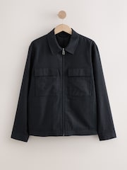 Black Cotton Linen Blend Shacket - Image 6 of 10