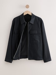 Black Cotton Linen Blend Shacket - Image 7 of 10
