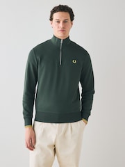 Зеленый - Fred Perry Quarter Zip Sweatshirt - Image 1 of 6