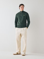 Зеленый - Fred Perry Quarter Zip Sweatshirt - Image 2 of 6