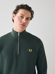 Зеленый - Fred Perry Quarter Zip Sweatshirt - Image 4 of 6