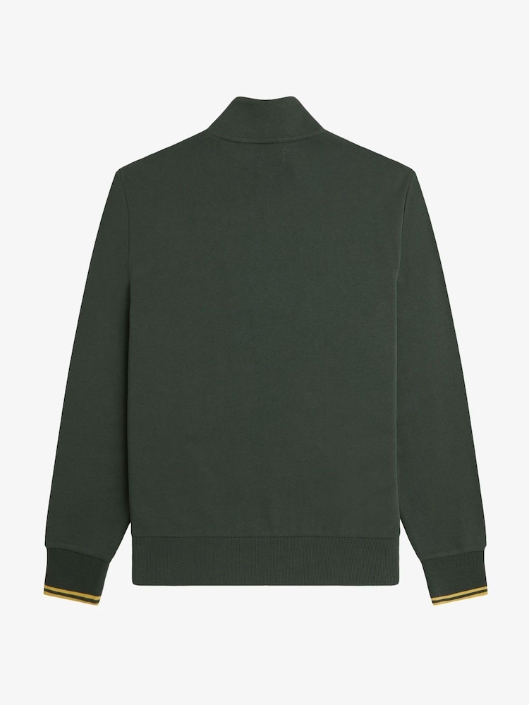 Зеленый - Fred Perry Quarter Zip Sweatshirt - Image 6 of 6