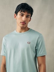 Голубой - Fred Perry Cotton T-Shirt - Image 4 of 6