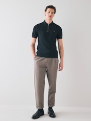 Fred Perry Crepe Pique Zip Neck Polo Shirt - Image 2 of 6