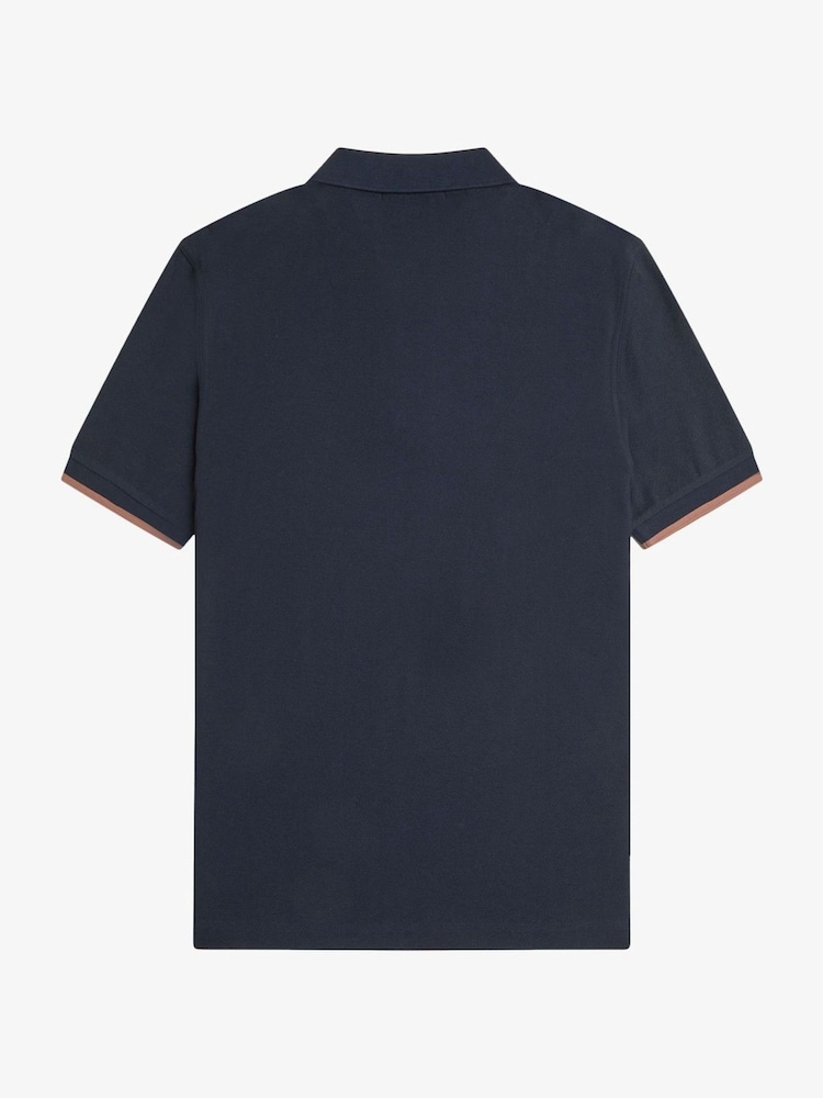 Fred Perry Crepe Pique Zip Neck Polo Shirt - Image 6 of 6