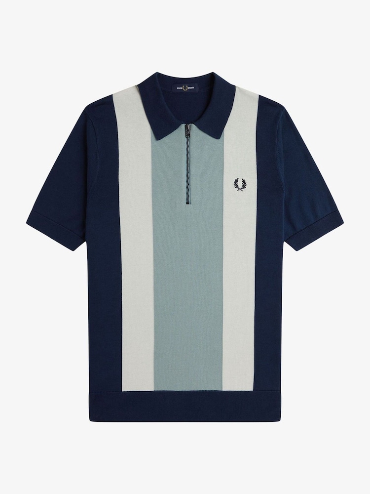 Fred Perry Vertical Stripe Zip Neck Shirt - Image 5 of 6