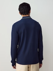أزرق - قميص بولو بكم طويل بحافة مزدوجة من Fred Perry  - صورة 4 من 7