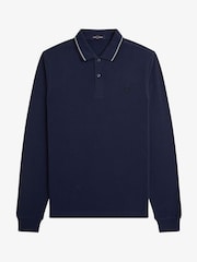 أزرق - قميص بولو بكم طويل بحافة مزدوجة من Fred Perry  - صورة 5 من 7