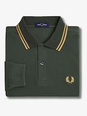أخضر - قميص بولو بكم طويل بحافة مزدوجة من Fred Perry  - صورة 7 من 7
