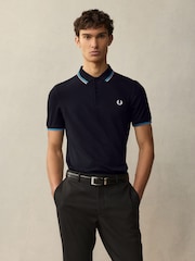 Черный/хром - Рубашка поло с контрастной отделкой Fred Perry - Image 1 of 8