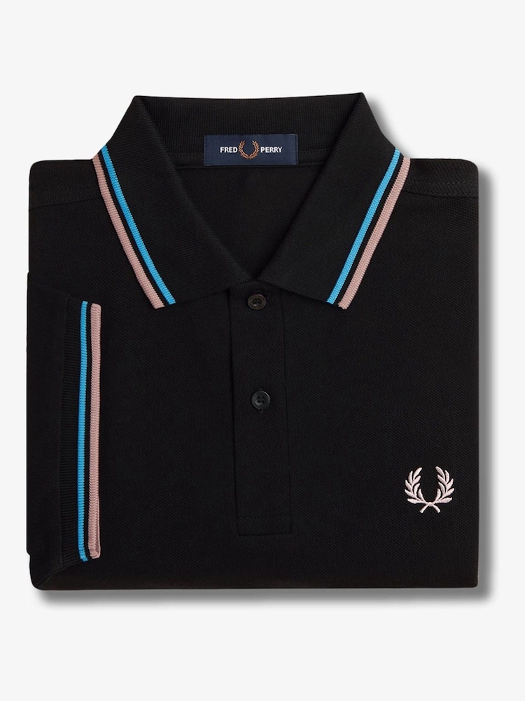 Черный/хром - Рубашка поло с контрастной отделкой Fred Perry - Image 8 of 8