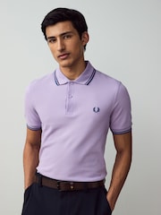 بنفسجي فاتح - قميص بولو بحافة مزدوجة من Fred Perry  - صورة 1 من 8