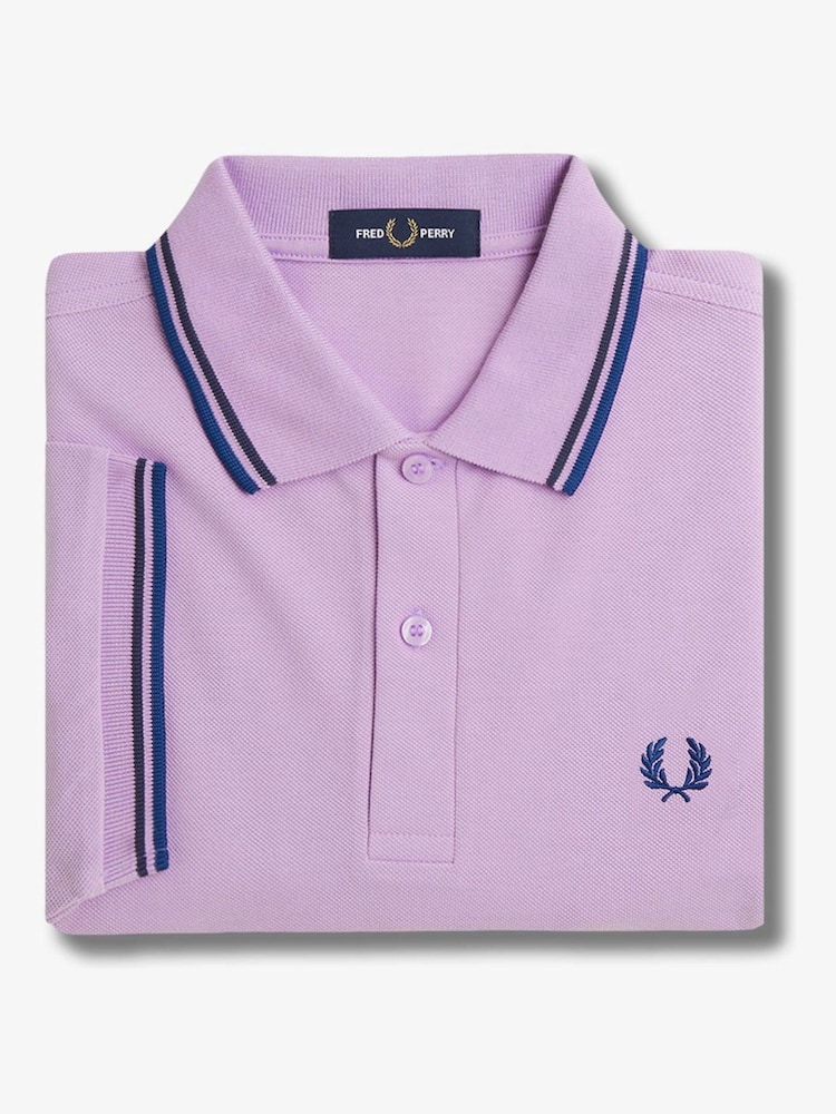بنفسجي فاتح - قميص بولو بحافة مزدوجة من Fred Perry  - صورة 8 من 8